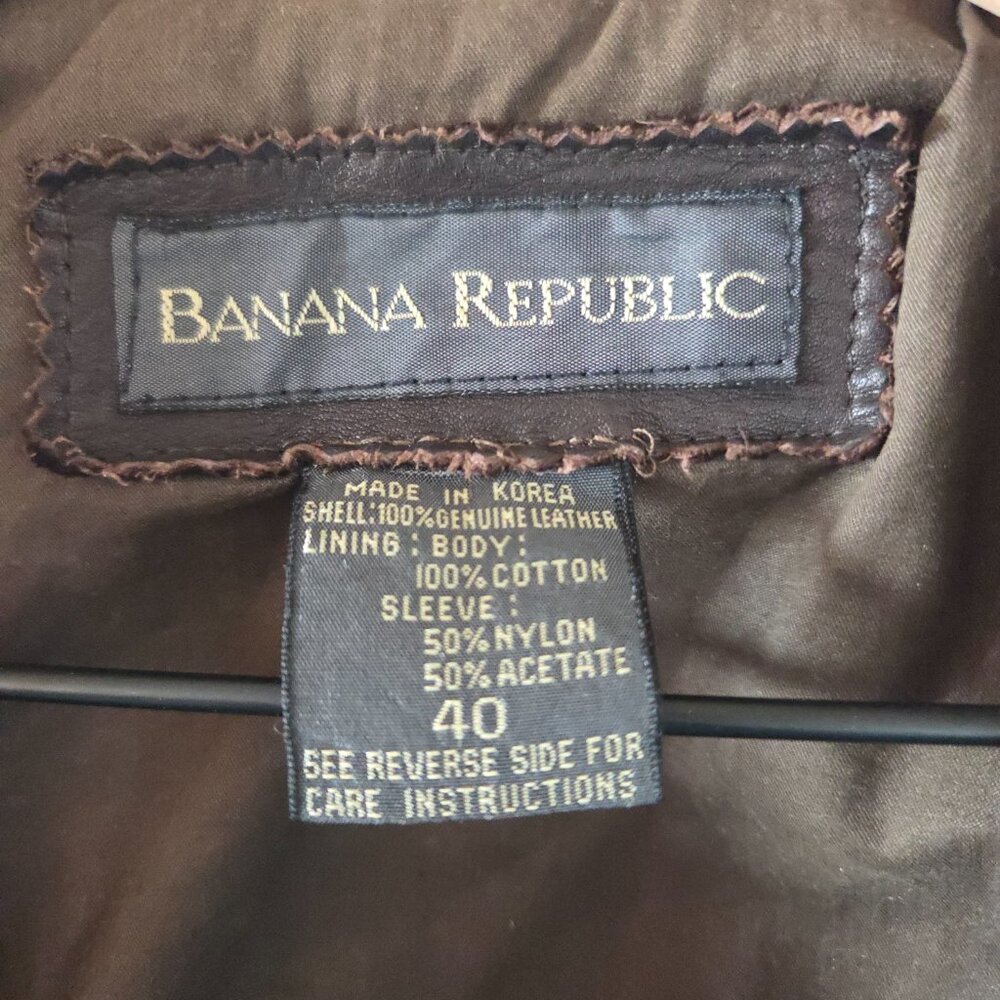 Banana Republic Vintage Leather Bomber Jacket made in Korea Size 40 - Picture 3 of 11